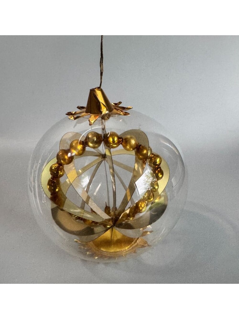 Resl Lenz Germany Glass Spinner Ornament Gold Foil Globe MCM 4 1/2" - Picture 4 of 7